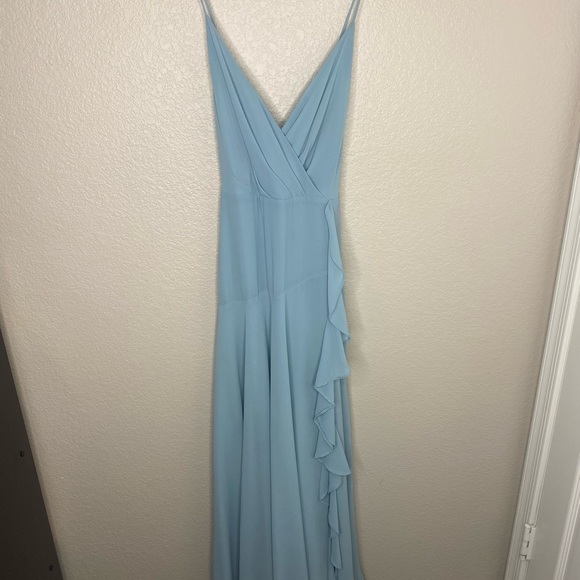 ASTR the Label Chiffon Holland Maxi Dress w/ Ruffle Detail in Soft Blue, Size XS - Picture 5 of 7